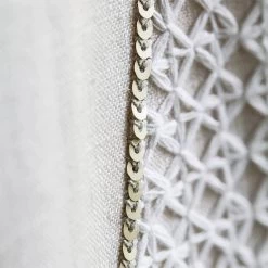 Chime 9 Chime -Wand Meester 2 fabric curtains embroidery neutral geometric close up chime paloma harlequin style library