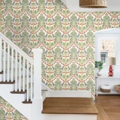 Birds & Cherries -Wand Meester gp j baker original brantwood wallpaper birds and cherries red green flat