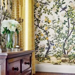 Wand Meester -Wand Meester grand palace jardinbloom white architectembroidery harvestgold1